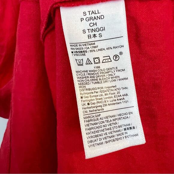 NWT Gap Linen Blend Mini Dress TALL in Slipper Red sz S *TALL Sleeveless Strappy - Picture 7 of 10